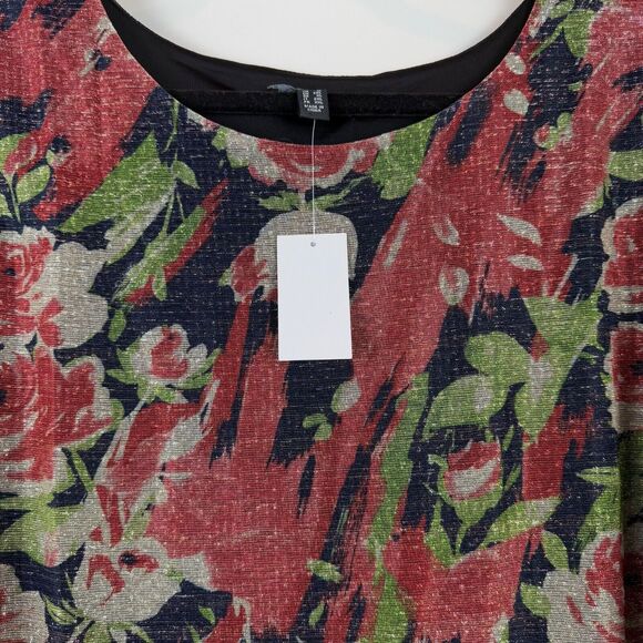 Susan Graver Occasions Top Women 1X Multicolor Foil Printed Tie Sleeves Glam NWT - Picture 7 of 10